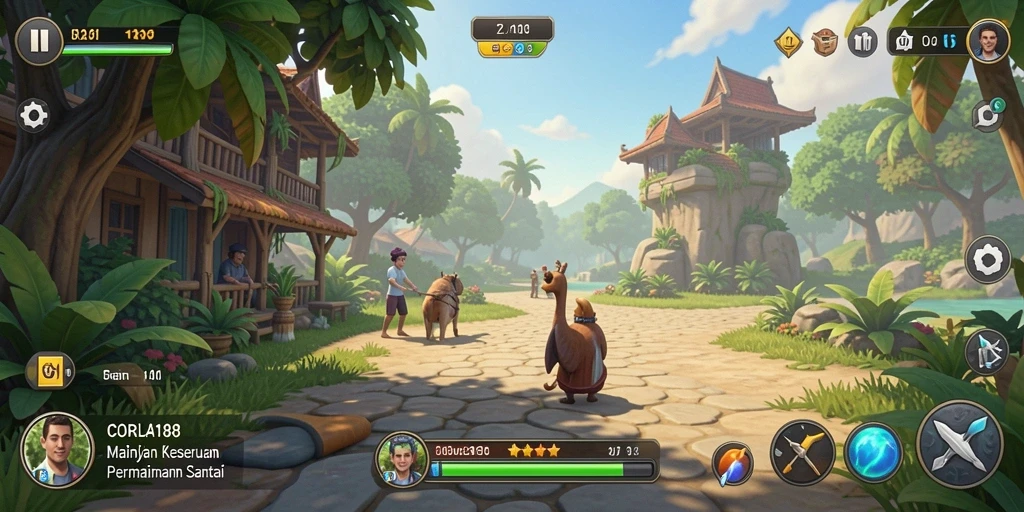 Tampilan gameplay menarik dari CORLA188 dengan warna cerah.