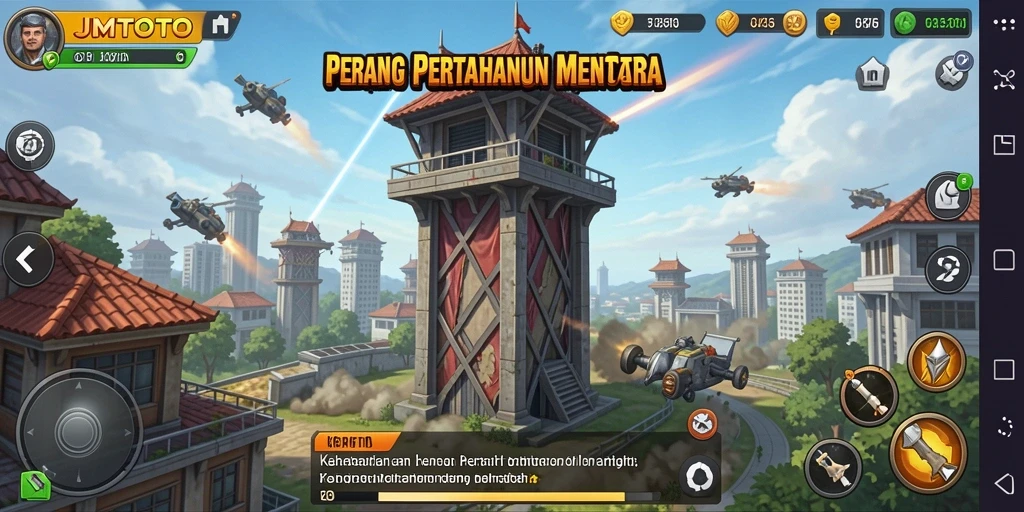 Gameplay JMTOTO menampilkan pertahanan menara dengan grafis menawan.