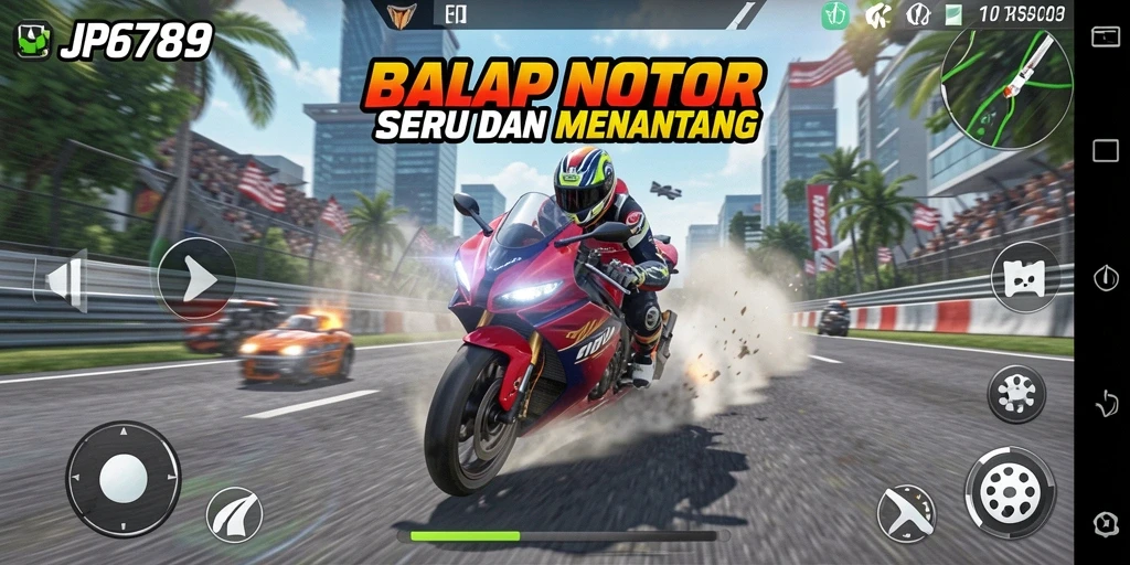 Tampilan menarik dari gameplay balap motor di JP6789.