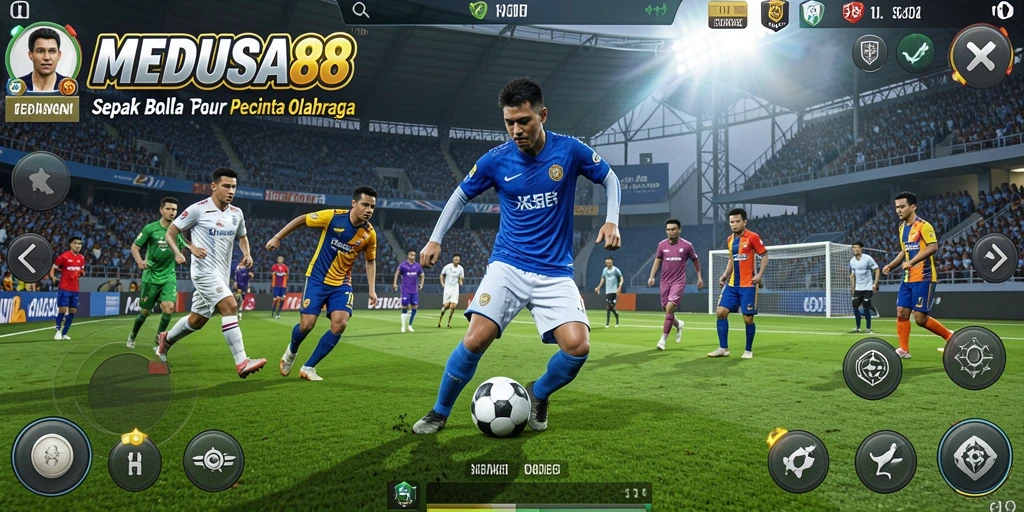 Tampilan dinamis gameplay sepak bola di MEDUSA88.