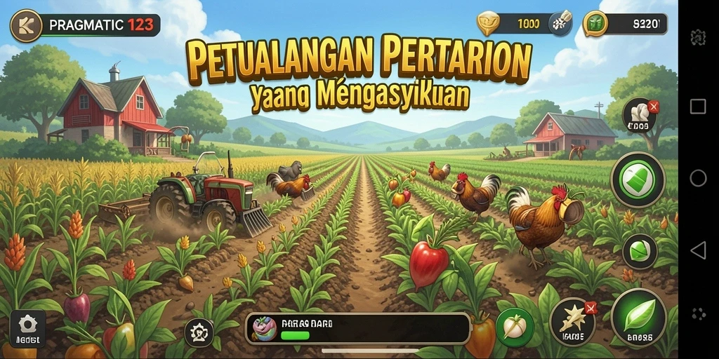 Tampilan menarik dari gameplay farming PRAGMATIC123 dengan berbagai tanaman.