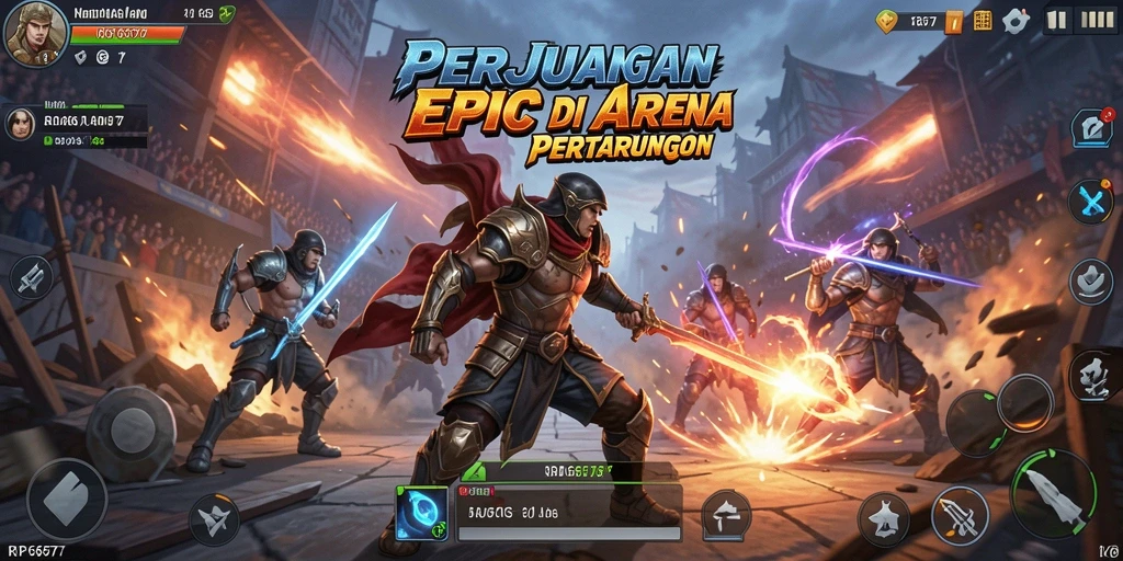 Gameplay RP6677 yang intens dan seru dalam pertarungan penuh aksi.