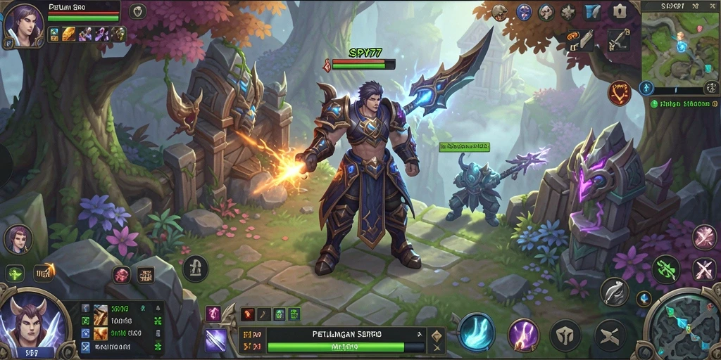 Tangkapan layar gameplay SPY77 yang menampilkan pertempuran epik di dunia MMORPG.
