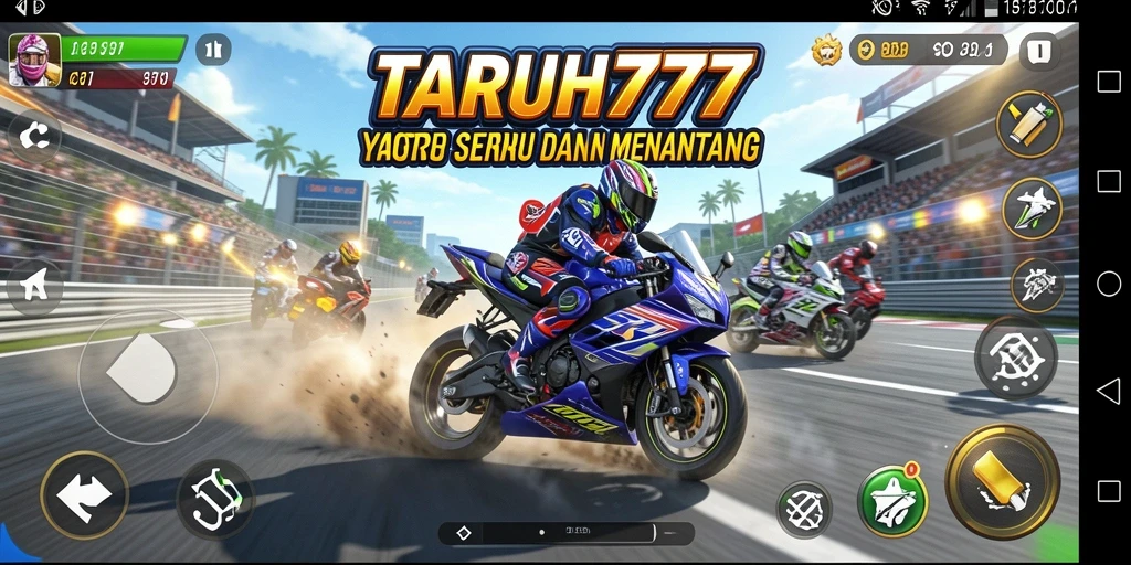 Tampilan seru dari gameplay balapan motor TARUH777.